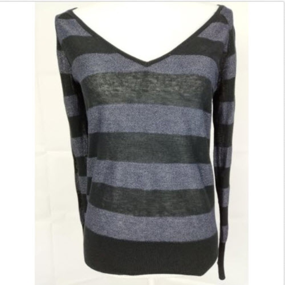 Free People black Striped Blouse XS long sleeve